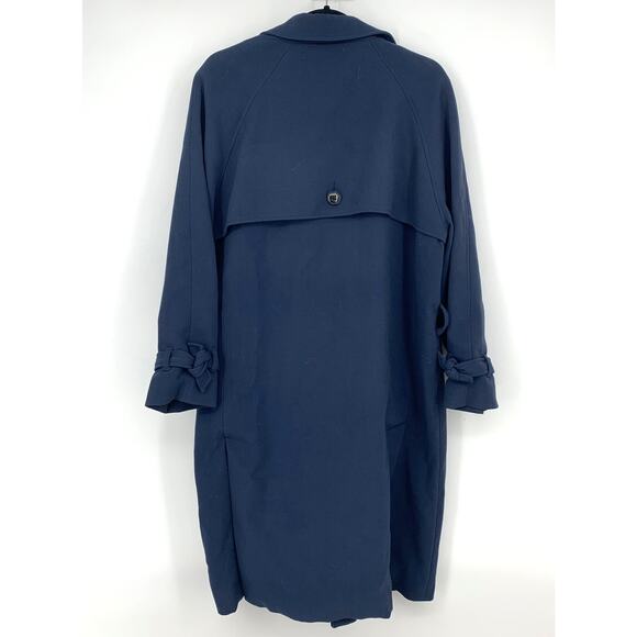 Storm & Marie Haya Ja Navy Blue Polyester Blend Trench Coat Size Medium - Picture 6 of 7